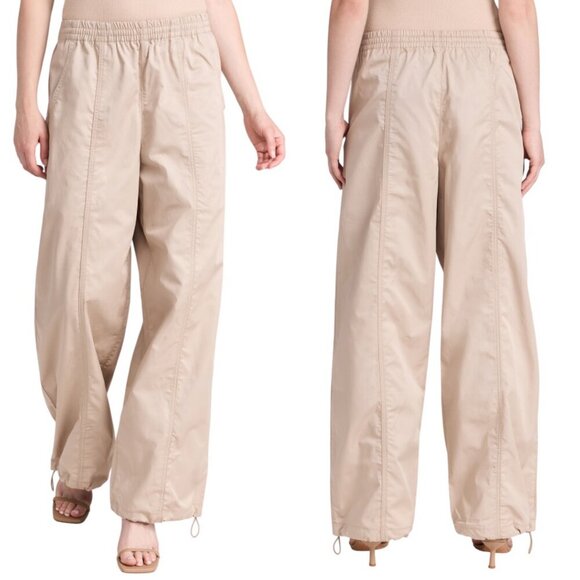 New Agolde Dakota Track Pant In Truffle Size Large Wide Leg Cotton Lightweight - Picture 2 of 16